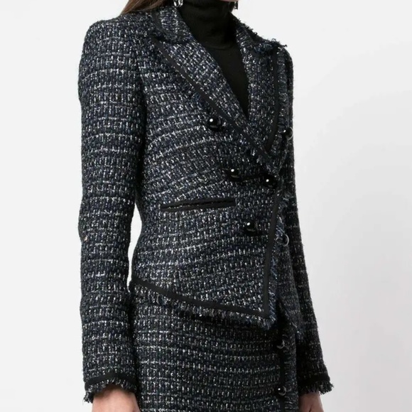 Veronica Beard Navy Cooke Dickey Metallic Lurex Tweed Jacket Blazer - Picture 7 of 11